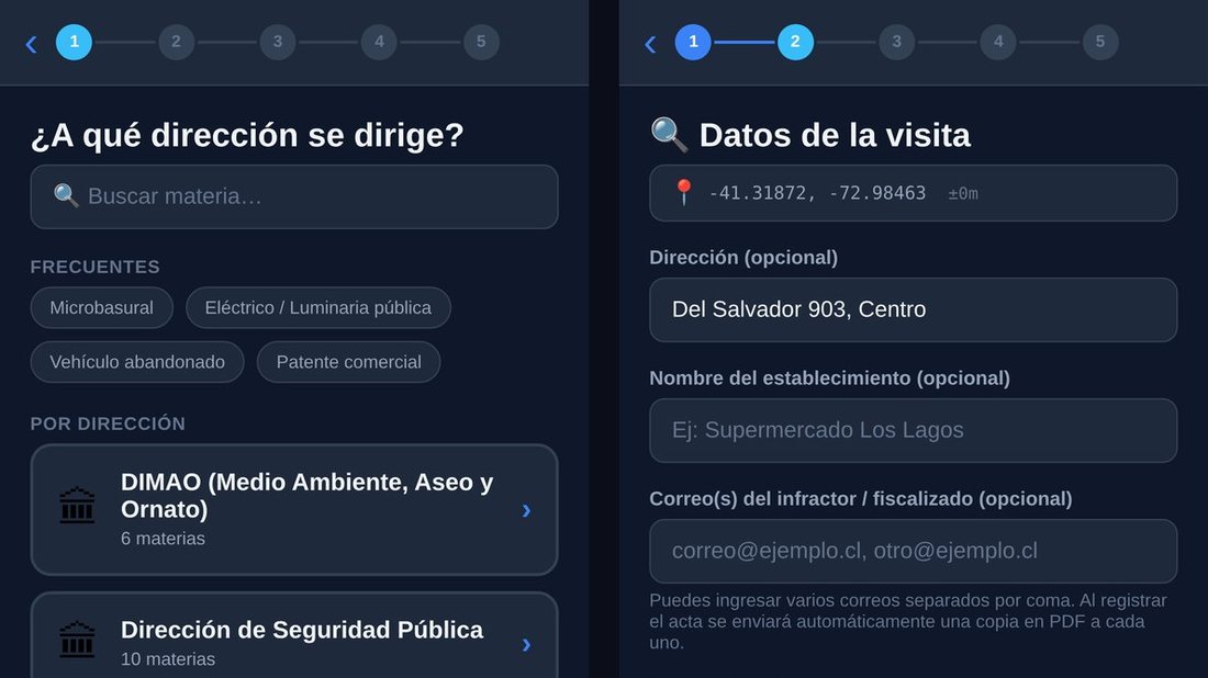 Registro en terreno paso a paso (datos de demostración)